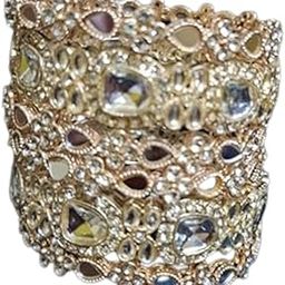 Kundan Mirror-Work Bridal Bangle Set for Women & Girls | Traditional Gold-Toned Chura with Intricate Detailing | Perfect for Weddings & Ethnic Wear-image-46
