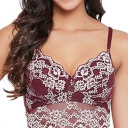 Women Lace Solid Padded Full Cup Wire Free Bralette Bra-image-46