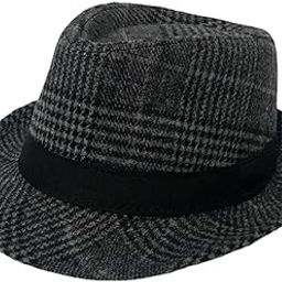 Men's Cotton Blended Checkered Fedora Hat (Free Size_Pack of 1)-53