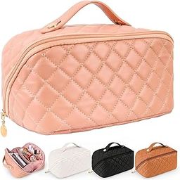 Ghime Travel Cosmetic Bag Women's Makeup Large Capacity Portable PU Leather Multifunctional Storage Organizer Bag (2. Pink)-image-82