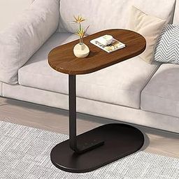 Naayaab Craft Wooden Coffee Side Table, Nightstand, and Snack Table, C Shaped End Table for Sofa, Living Room, Bedroom - Dark Brown-image-26