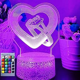 Jinnwell 3D Love Heart led Night Light Lamp Illusion 16 Color Changing Table Desk Decoration Gift Acrylic Flat ABS Base USB Cable Toy-2