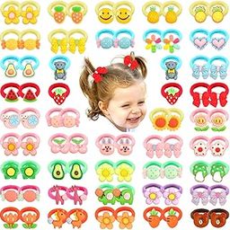 NEOBABY Colorful Elastic Kids Hair Band | Girls Hair Tie Cartoon Small Ponytail Holders Animal Flower Fruit Hair Accessories for Baby Girls Toddler Girls Infants (Random Designs, Pack of 12 pairs)-image-19