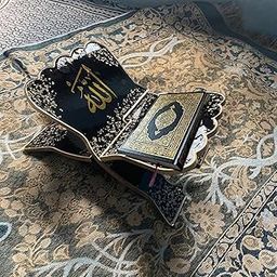 Decorative Islamic Quran Stand, Black and Gold Arabic Calligraphy Design,Resin Rehal Quran Holder-picture-16