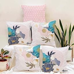 Amazon Brand - Umi Bohemian Leaf Printed Polycotton Cushion Cover, Set of 5 (16 x 16 Inches / 40 x 40 Cm)-picture-2