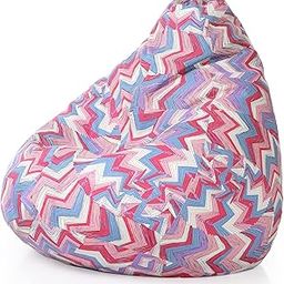 Classic Cotton Canvas Geometric Printed Bean Bag XXXL Size Cover Only-28