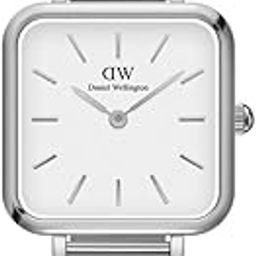 Quadro Analog Watch for Women with White Square Dial & Silver Stainless Steel Bracelet Band Water Resistant Women's Wrist Watches - DW00100521-72
