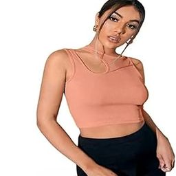 Women's Sleeveless Crop Top, Ribbed Knit, Scoop Neck Top for Women's(FFCT-07_1M_PT)-image-66