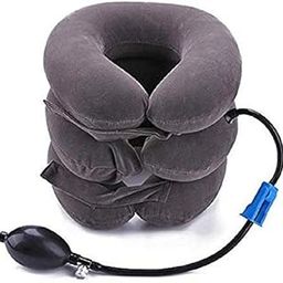 Travel U Neck Pillow 3-Layered Air Inflatable Vertebra Re-Tractor Neck Support Neck Head Pain Traction(Multi Color - Valvet Material)-picture-34