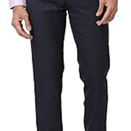 Men Slim Fit Checks Pattern Poly Viscose Blend Pleatless Formal Trouser-image-74