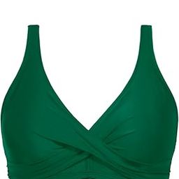 Women Full Coverage Bikini Top No Bottom Push up Swimsuits Top Sport Bra Bathing Suits Tops, Green, S-picture-1