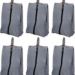 Shoe Bag with Zip Closure-Grey, Waterproof Polyester Fabric, Durable Zipper Closure, Portable & Lightweight, Reusable Shoe Organizer for Sports, Gym & Business Trips (Pack of 6)-image-96