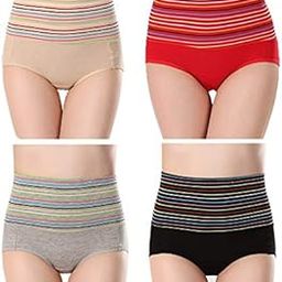 Women's Cotton High Waist Full Coverage Tummy Control Panty(Pack of 4) Red/Black/Beige/Grey-picture-11
