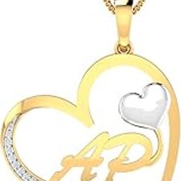14KT Yellow Gold AP Initials Heart Pendant for Women-image-15