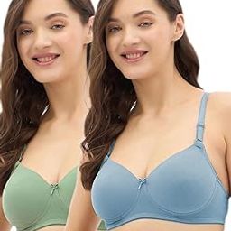 Cotton Blend Lightly Padded Wirefree Full Coverage T-Shirt Bra Combo-image-34