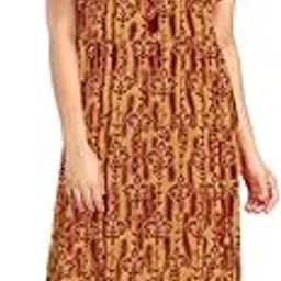 Cotton Half Sleeve Nighty/Maxi/Nightdress/Gown for Women (GOWN-KF2213 L_PT)-image-84