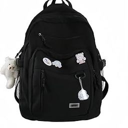 Cute Aesthetic Backpack for Teen Girls Middle School Bag Student Laptop White Backpacks With Cute Pin accessories-27