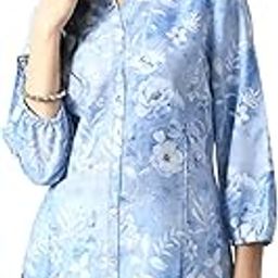Women's Mandarin Collar Printed 3/4th Sleeves Tunic-image-16