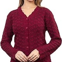 Self Design Full Sleeves V Neck Acrylic Wool Warm Cardigan for Women-image-74