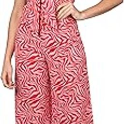 Women's Jumpsuit (Red Animal Printed Crepe Sleeveless Jumpsuit with Neck tie-up)-picture-10