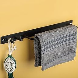 Stainless Steel Towel Stand/Towel Rod with Hook for Bathroom Cloth Hooks Hanger Door Wall Bedroom Bathroom Robe Hooks Rail for Hanging Round Shape Hook (Antique Black) Pack of 1-image-92