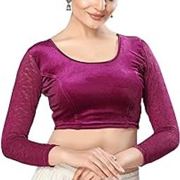 Women's Velvet Non-Padded Stretchable Long Sleeve Saree Blouse (A-46.N)-image-51