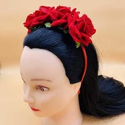 Natth Rose Flower Headband, Hairband,Handmade Hair Band For Girls & Women, Pack-01, Color-Red-image-37