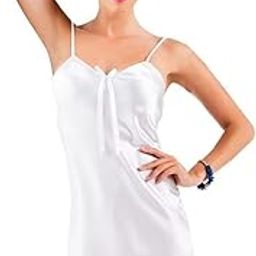 GLORE Trend Women Lingerie Satin Chemise Above The Knee Nightgown Sexy Sleepwear Sling Dress Sexy Babydoll Lingerie with G-String Panty.-image-6