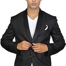 Men's Casual Slim fit Two Button Solid Blazer Suit Jacket(Tuxedo)-image-21