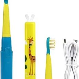 AGARO REX Sonic Kids Electric Toothbrush, 3 Brushing Modes, 2 Brush Heads, 38000 Strokes/Min, IPX7 Water Resistant, Soft Bristles, Rechargeable Battery Lasts Up To 21 Days, Power Tooth brush, (Blue)-image-86