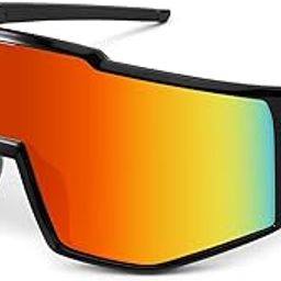 Karsaer Sports Rectangular Shape Polarized Sunglasses Wraparound Glasses 80S Visor Shield Baseball Sunglasses For Youth Kids Teens B5095, Multi-picture-11