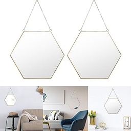 HEAVENGLOW Nordic Wrought Iron Gold dessing Mirror Bathroom Hanging Wall Mirror 2pcs c-image-36