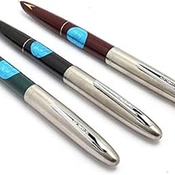 Hero Pen Fountain Pen for Students Smooth Iridium Tip Nib Refillable Ink Pen Gold Arrow Pattern Model 329 Silver Trim Cap Black Green Maroon - Pack of 3-26