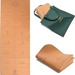 Wiselife Cork Foldable Yoga Mat + Carry Bag | Extra Thick Extra Long Extra Wide Exercise Floor Mat For Gym, Workout, Fitness| TPE Yoga Mat (1Mm, Cork Sun Salutation)-image-33