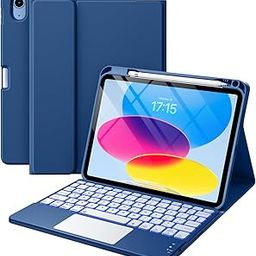 Harvopu iPad 10th Generation Case with Keyboard (10.9", 2022), Smart Keyboard Folio Cover with Pencil Holder, Multi-Touch Trackpad, 7 Color Backlit, Detachable Keyboard for iPad 10th Gen (Navy Blue)-image-33