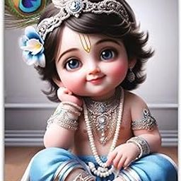 Decal Interiors premium bal krishna poster for pregnant women | Krishna posters | Religious posters | Little laddu gopal poster | Waterproof & Gloss Lamination, Pack of 1-image-13