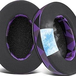 SOULWIT Cooling Gel Earpads Cushions for Audio-Technica ATH M50X/M40X, HyperX Cloud/Alpha, SteelSeries Arctis, Ear Pads for Sony MDR-1ABT/1RBT/1RNC/7506, Turtle Beach Stealth 420X/600 - Purple Black-image-36