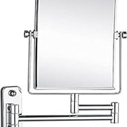 OMCO AR Cosmetic Makeup/Shaving Mirror 5X Adjustable Square Brass 8"X 8"-41