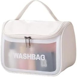 ZENOVISTA Travel Toiletry Bag Clear Cosmetic Wash Bag Cosmetic Makeup Bag Zipper Cosmetic Pouch Household Grooming Kit Toiletry Wash Storage Bag for Women and Men, Girl (White) (White)-52