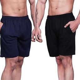 Plus Size Men's Cotton Solid Boxer Shorts (Pack of 2) - Regular Fit, Soft & Comfortable, Breathable Fabric for Everyday (in, Alpha, 5XL, Plus, Black-Blue)-43
