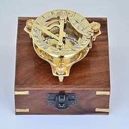 3 inch Brass Sundial Compas Golden Finish Compass for Camping, Hiking Maritime Vintage Military Army Direction Finder Pocket Working Compass-picture-26