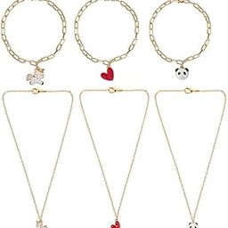 Charm of Fantasy: Unicorn, Heart, and Panda Charm Bracelet and Necklace. Pack of 6-picture-33