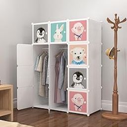 Ozoy 12 Door Plastic Soft Sheet Wardrobe for Kids, Baby Almirah for Clothes, Baby Storage Organizer, Cupboard for Clothes, Kids Wardrobe for Clothes/Toys/Books (White-KTB1)-image-86