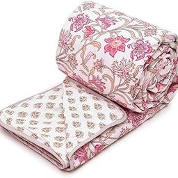 COZY FURNISH Summer Single Bed Blanket 144x220CM, Cooling Microfiber Cotton, Lightweight 150GSM AC Comforter, Soft Breathable Floral Print Quilt, Thin Blanket for Summer, Perfect for Gifting-image-37
