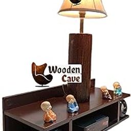 wooden cave tv Unit Wall Mount Wooden Glossy Finish | Wooden Setup Box Stand | Brown-picture-6