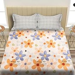 KIDOOS Dreamy Blooms 300 TC Ultra-Soft Cotton Blend King Size Double BEDSHEET with Pillow Covers-image-9
