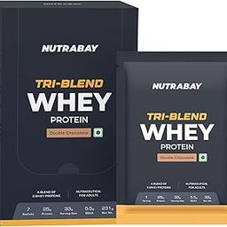 Nutrabay Gold Tri Blend Whey Protein Powder - 231g (7 Sachets * 33g, Chocolate) | 25g Protein/Scoop | Concentrate, Isolate, Hydrolysate Protein | Muscle Growth & Recovery | Single Serve Travel Pack-image-13