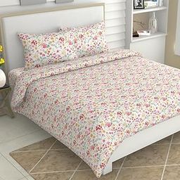 Haus & Kinder King Size Bedsheets for Bed, 186 TC, 100% Cotton Bed Sheet for King Size Bed with 2 Pillow Covers, Color Bedsheet Utopia-28