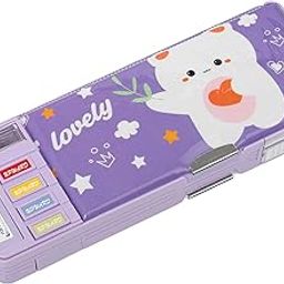 Zeinwap Plastic Multifunctional Pencil Box for Kid, Kids Pencil Box for Boys & Girls, Magnetic Pencil Box for Boys, Pencil Case for Kids (Purple Case Lovely)-image-16