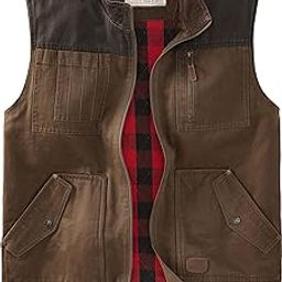mens Tough as Buck Vest for Men, Work Flannel Lined Hunting Outerwear, Casual Western Insulated Zip Up-image-84